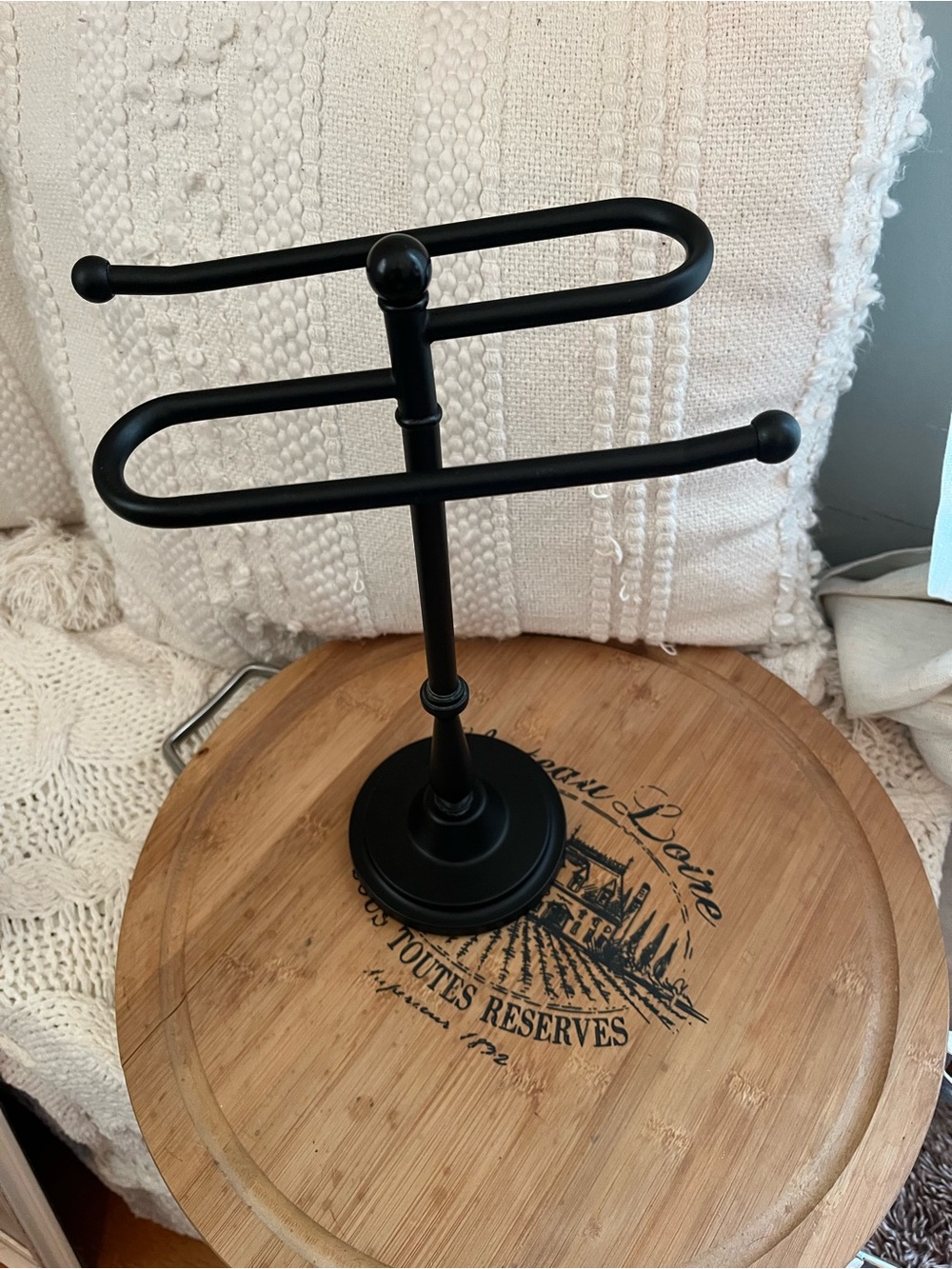 Matte Black Double Towel Stand